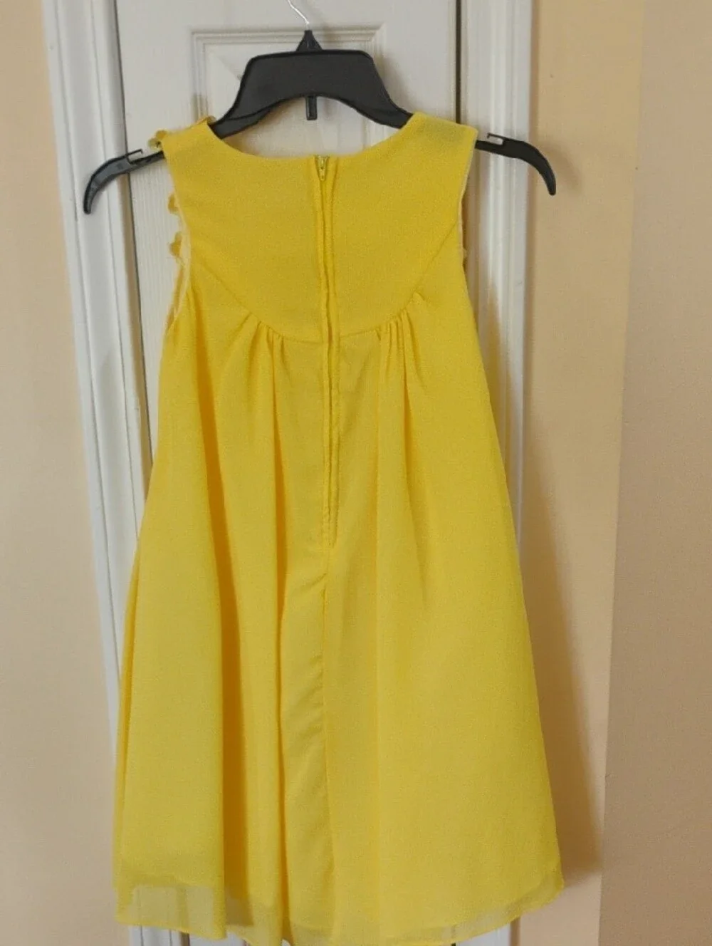 Girls' Yellow Floral Neckline Party Dress
